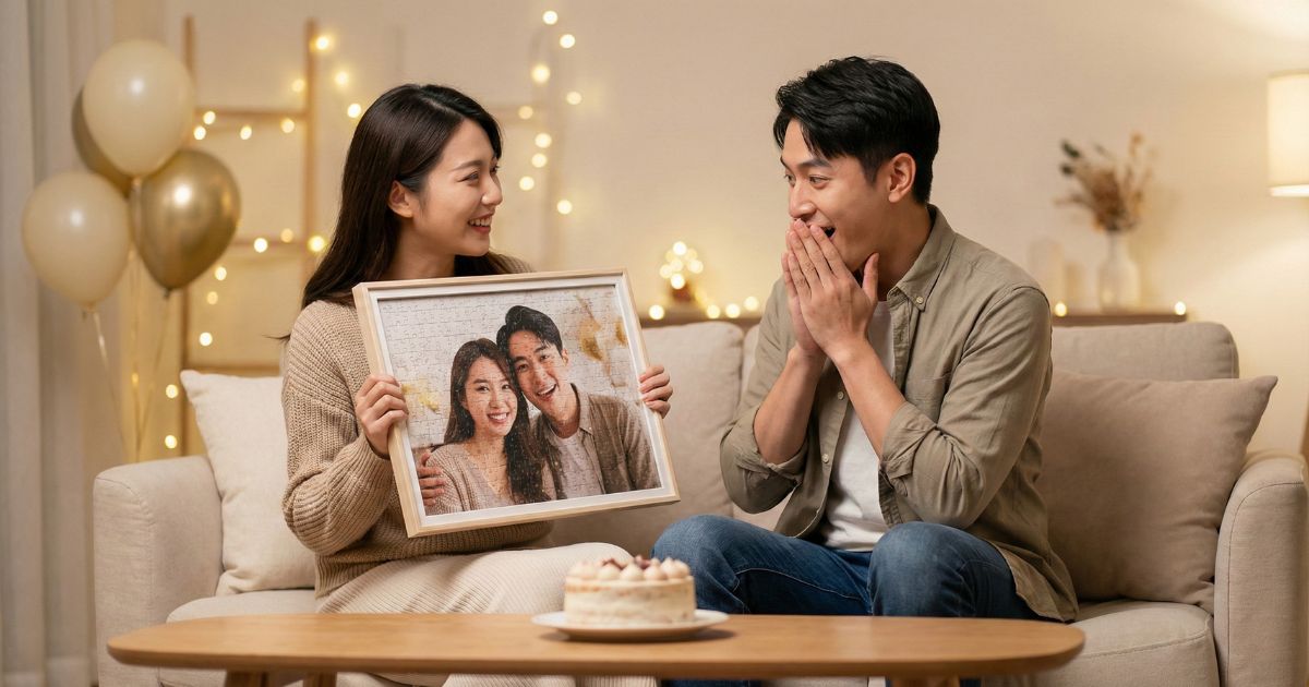 คู่รักมอบของขวัญวันเกิดแฟนเป็นจิ๊กซอว์รูปคู่สั่งทำพิเศษ บรรยากาศอบอุ่น สื่อความหมายดีๆ