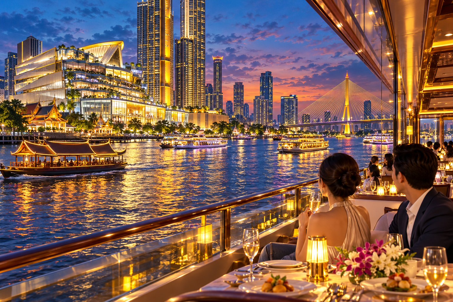 Chao Phraya Cruise ICONSIAM and Rama IX Bridge