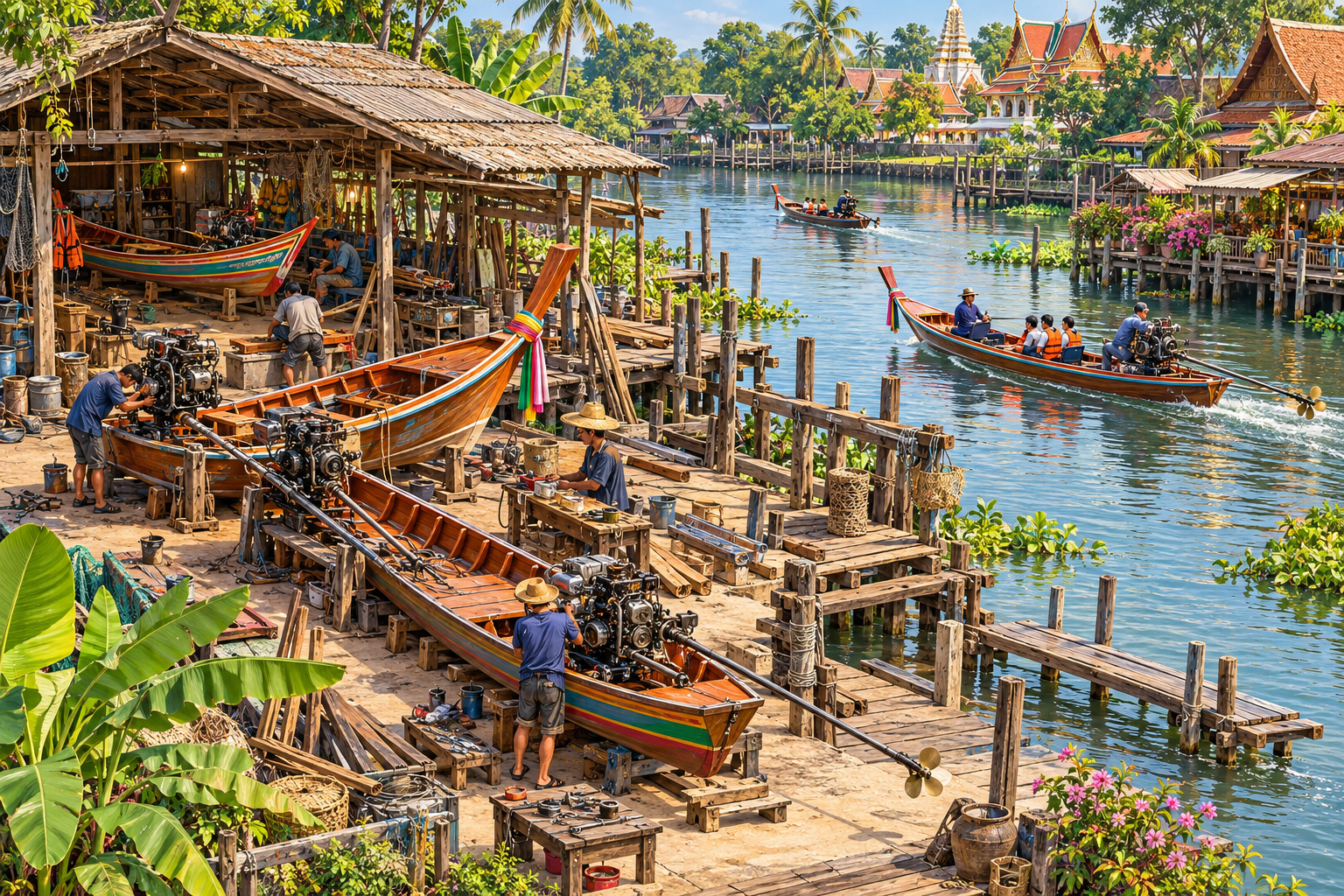 Bateaux long-tail thaïlandais · Design B · AI DEMO