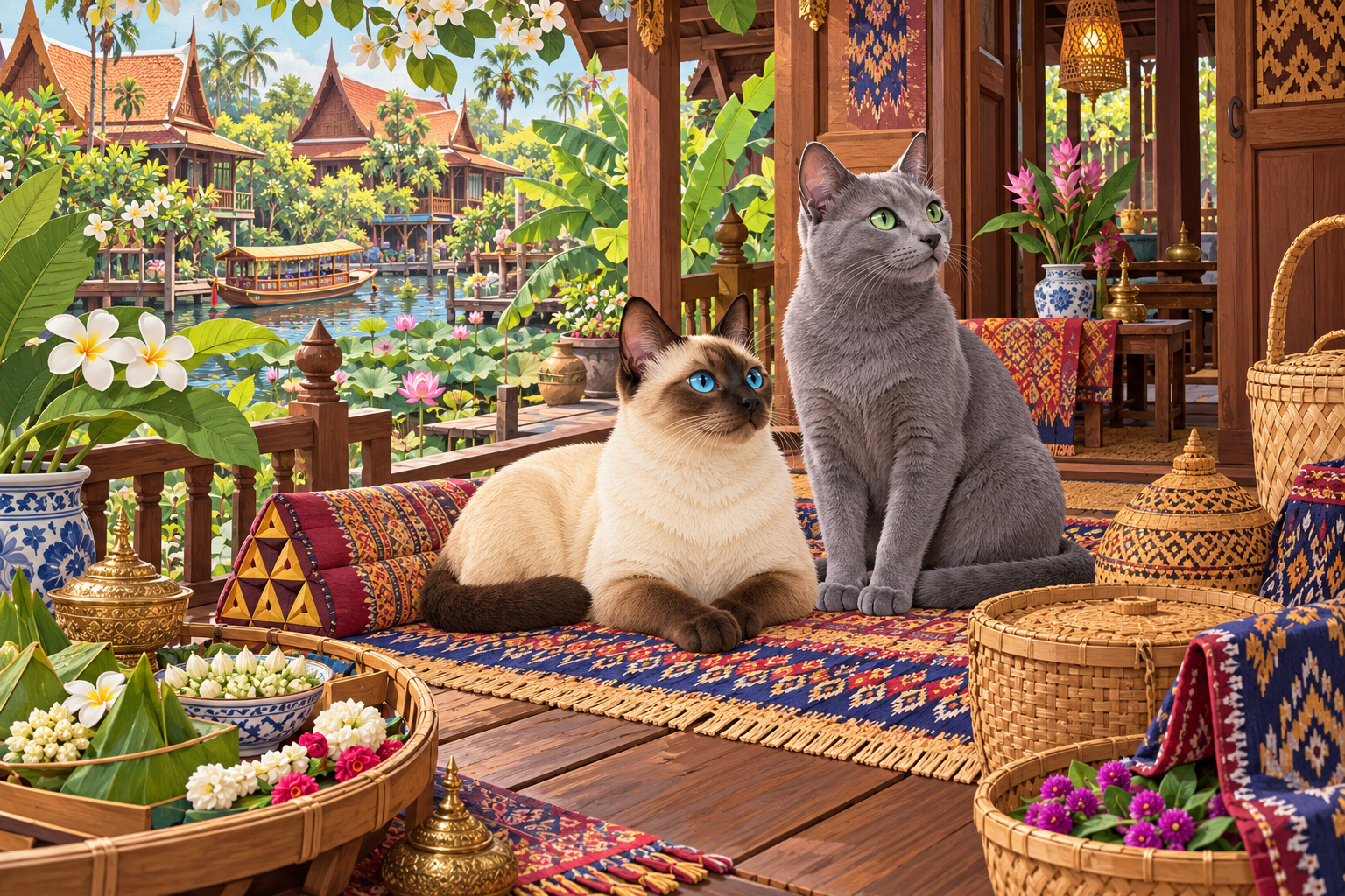 Chats siamois et korat · Design B · AI DEMO