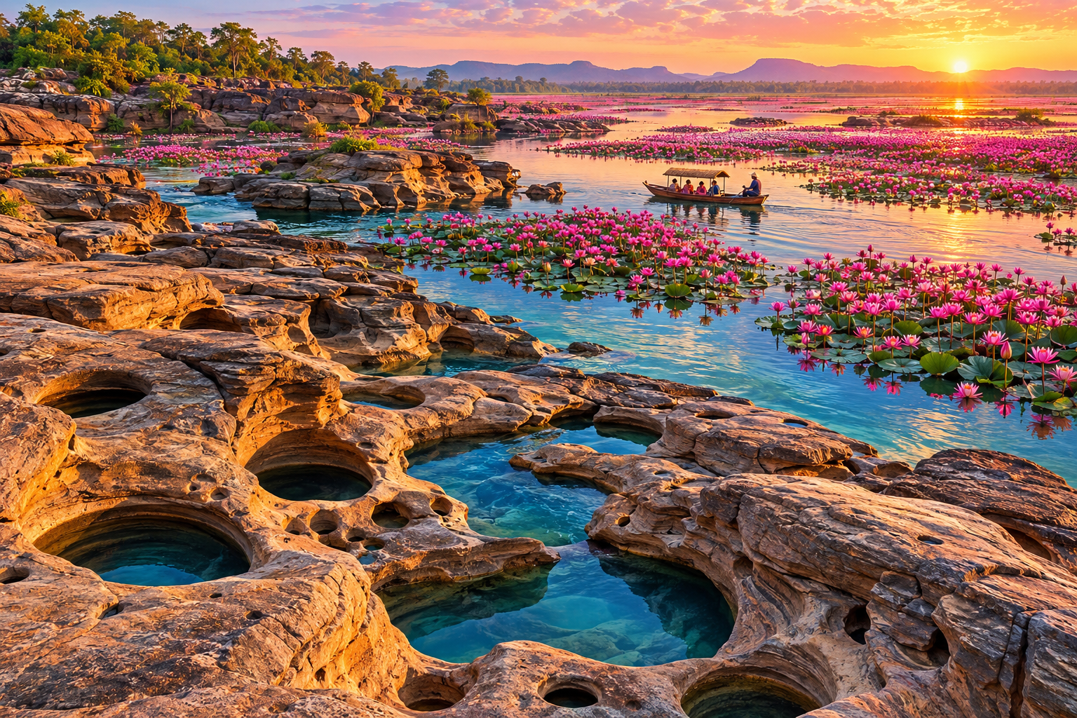 Unseen Thailand Sam Phan Bok and Red Lotus Sea · Design B · AI DEMO