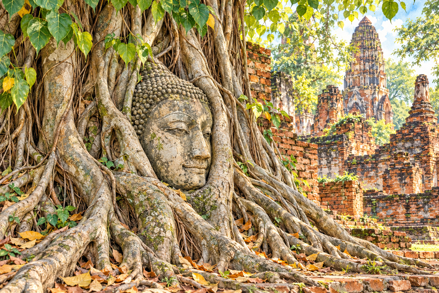 Wat Mahathat Buddha Head Ayutthaya